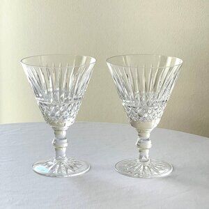 Waterford Tramore Water Goblets Set of 2 Crystal Footed Glasses 5 5/8" Tall